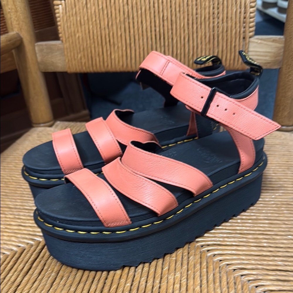 Dr. Martens Coral and Black Platform Shoes